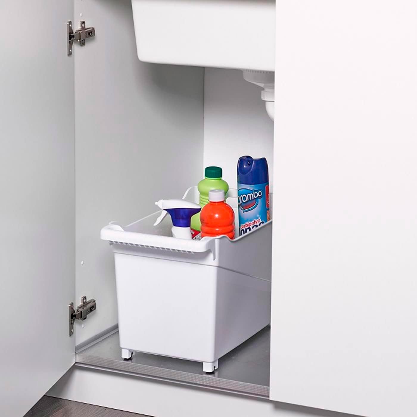 Acan Tradineur Carrello Multiuso In Plastica Con Ruote E Manico - 28x23,7x45 Cm - Organizer Per Prodotti Pulizia - Colore Casuale (fucsia/blu/verde) - 3