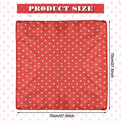 Kathfly 3 Pieces 1950s Polka Dot Scarf for Women Chiffon Scarf Retro Dot Square Neck Head Scarfs Vintage Sheer Hair Scarf Halloween Red Black White Bandana Polka Neck Scarf for Woman Girl Gifts2