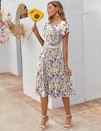 Image of ZEAGOO Womens Casual Dresses for Summer Short Sleeve Flare Midi Dress Loose Flowy Beach Sundress