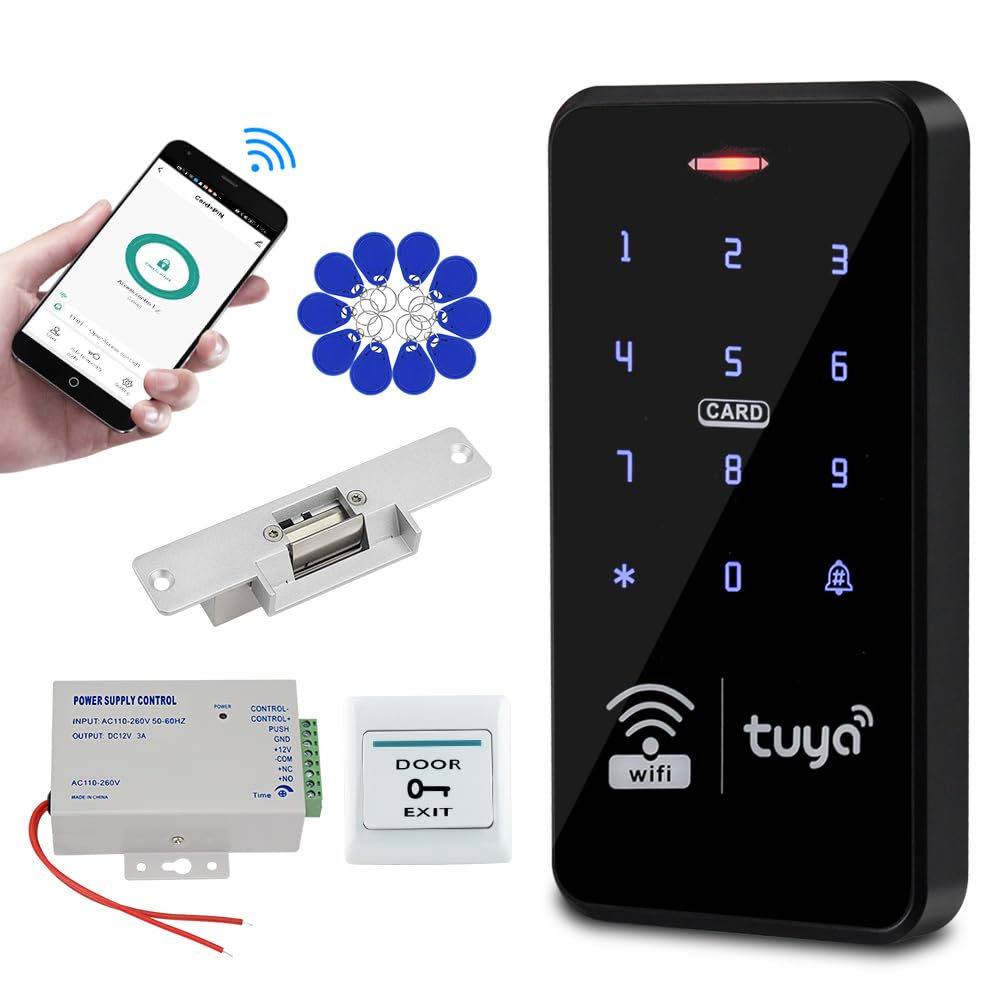 Tuya Wireless WiFi Access Control Kit Waterproof IP68 RFID Keypad 125KHz 13.56MHz + Electric Door Lock + DC12V Power Supply, APP Smart Remote Control-image-34