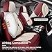 BWTJF Full Set Car Seat Covers (Front & Rear) | Leatherette Protectors | Airbag Compatible for Sedans, SUVs, Trucks (Wine Red & White)