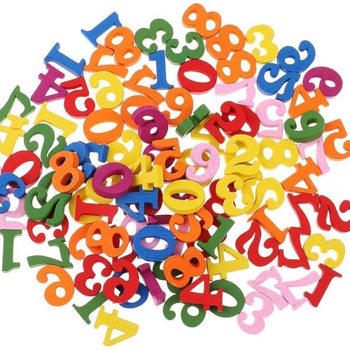 JYSNOW 200 Stück Holzzahlen, 15 mm Zahlen aus Holz, Holzzahlen zum Basteln 0-9 Numbers, Zahlen Holz für Dekoration, Frühes Lernen, DIY Bastelprojekte (Stil 4)