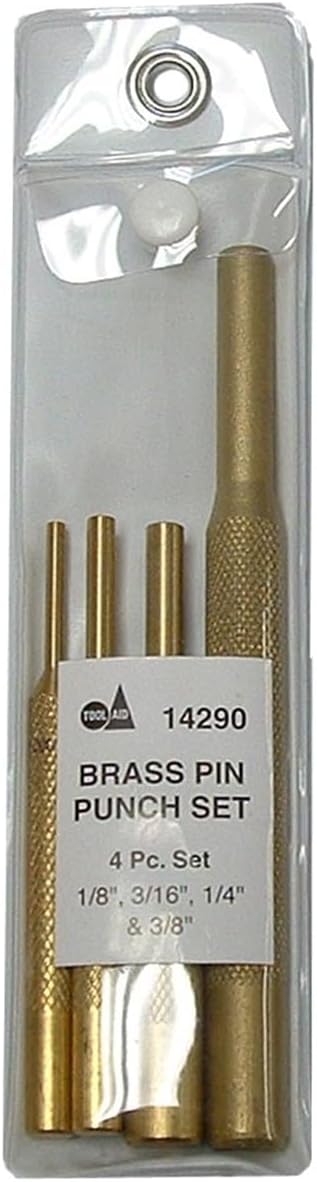 S&G Tool Aid 14290 4-Piece Pin Punch Set, Brass