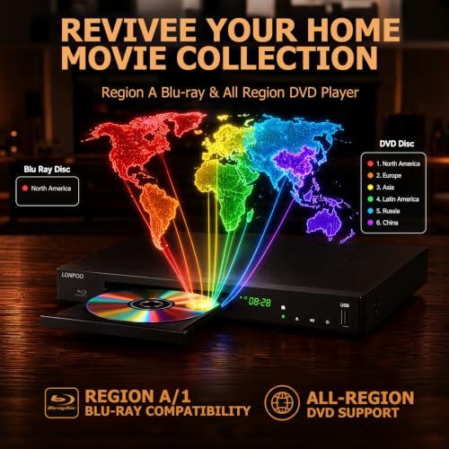 Image of HD Blu-Ray Disc Player for TV with HDMI & AV Cables, Upscaling TV CD DVD Player 1080P, Built-in PAL NTSC, HDMI AV Coaxial Output USB Input