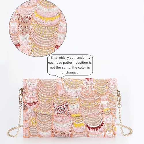 Image of Clutch Purses for Women, Envelope Package, Sequin Embroidered Flowers Straw Bag, Bohemian Handmade Handbags, Crossbody Bag for Vacation, Travel, Banquet(Styles 3)