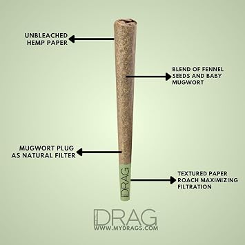 Drag Fennel, 10x5 Refreshing and Sweet Herbal smokes (1 1/4 size), Blend of Baby Mugwort Leaves, Himalayan Sage and Fennel seeds, Nicotine Free, Tobacco Free, Relieve stress and Enhance your mood