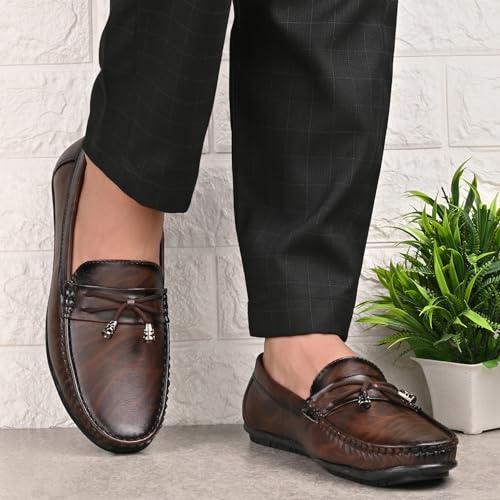 Image of Karaddi Men's Loafer Shoes Tan Brown Black Shoe for Men Casual