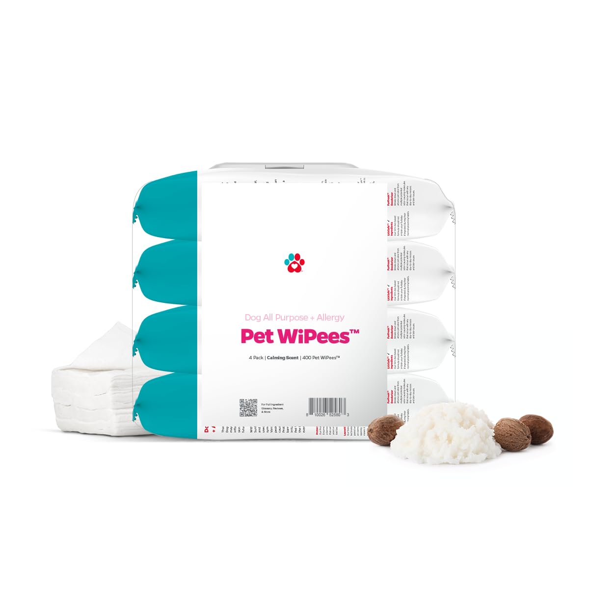 Pet Parents® Pet WiPees™ - Salviette multiuso per cani, salviette anallergiche per cani, salviette per cuccioli e zampe, salviette per cani di taglia grande (100 pezzi (confezione da 4), calmanti)