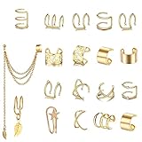 TOFBS 17 Stück Ear Cuff Set für Damen Ohrmanschetten Wrap Clip On Ohrringe Non-Piercing Helix Knorpel Manschetten Ohrringe Verstellbare Ohrklemme für Teen Mädchen (Gold)