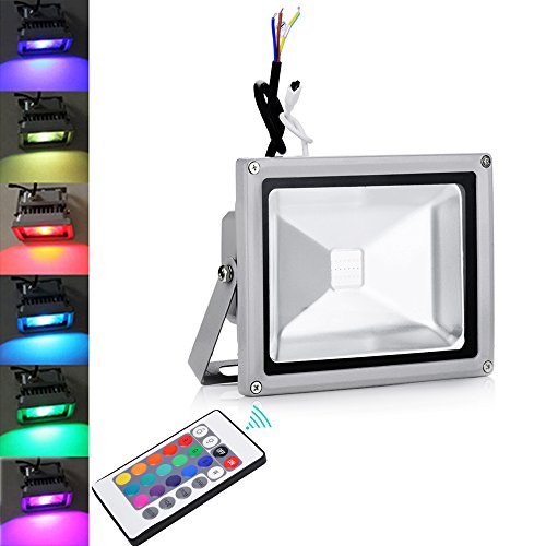 Himanjie 20W Projecteur Noël Halloween LED RVB IP65/CE changeant de Noël Extérieur et Intérieur avec télécommande pour les Fêtes, Noël Carnaval Sain