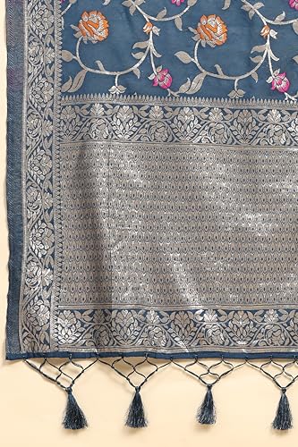 طقم بدلة فيشيترا حريرية اناركالي للنساء من تريند مولز مع وشاح جاكار دوباتا للنساء (G231-Morpeach-S)