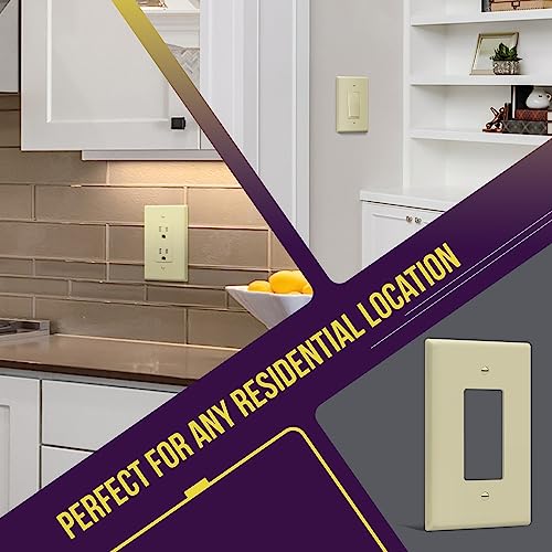 Image of ENERLITES Decorator Light Switch or Receptacle Outlet Wall Plate, Gloss Finish, Over-Size 1-Gang 5.5 inch x 3.5 inch, Unbreakable Polycarbonate Thermoplastic, UL Listed, 8831O-I, Ivory