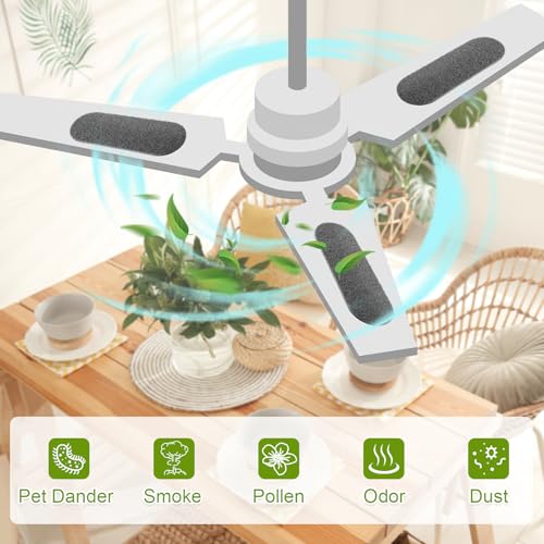 Image of Tuanse 25 Pack Ceiling Fan Filters for Blades, Activated Coconut Activated Zeolite Ceiling Fan Air Filter, Stick Air Filter Purifiers for Common Household Contaminants (Light Gray)