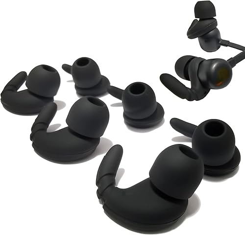 Ganchos deportivos de silicona para Beats Flex, Beats Stuido Buds Eartips de repuesto para auriculares Beats Flex, 3 pares, color negro mediano