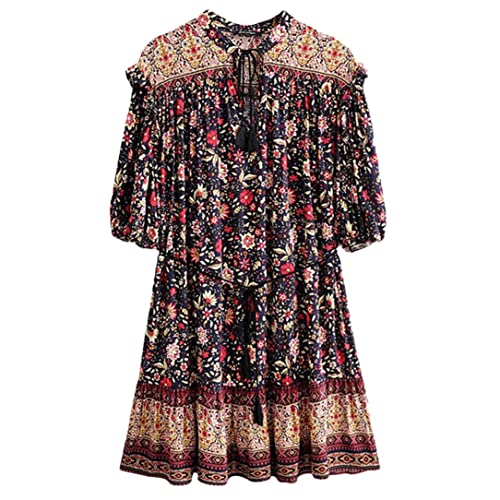 Robe d'été ample anti-chaleur dissimulant les formes imprimé floral S