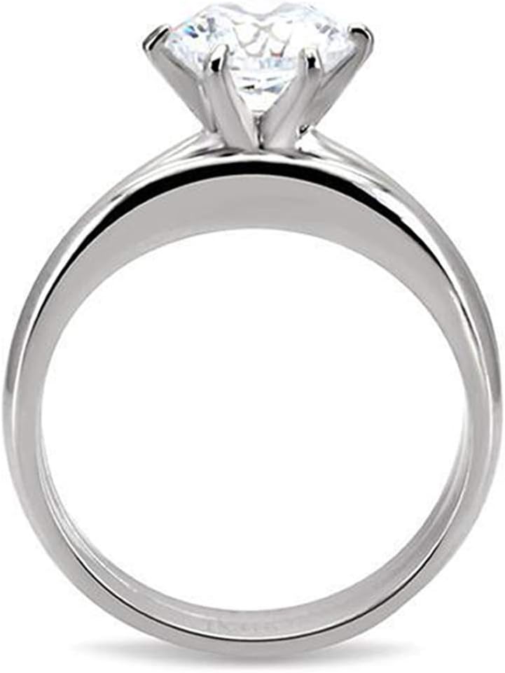 MABELLA Stainless Steel Cubic Zirconia Round Cut Classic Women's Wedding Engagement Bridal Ring Set - Image 4