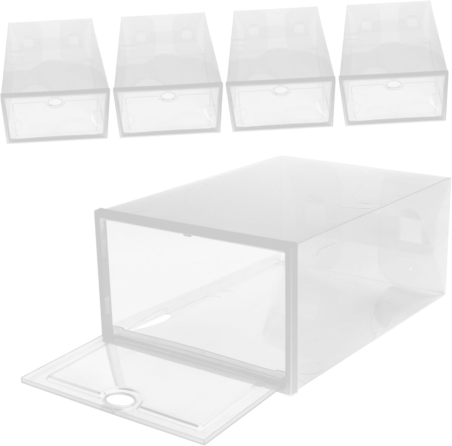 Cabilock 5pcs Shoe Organizer Stackable Storage Boxes Lids Plastic Shoe Containers for Home Office