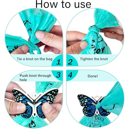 Image of Poop Bags Clips for Leashes Silicon Dog Poop Bag Holder Dispenser Hands-free Poop Bag Holders for Leashes Dog Walking Accessories Dog Leash Attachment for Hanging Used Dog Waste Bags(Butterfly)
