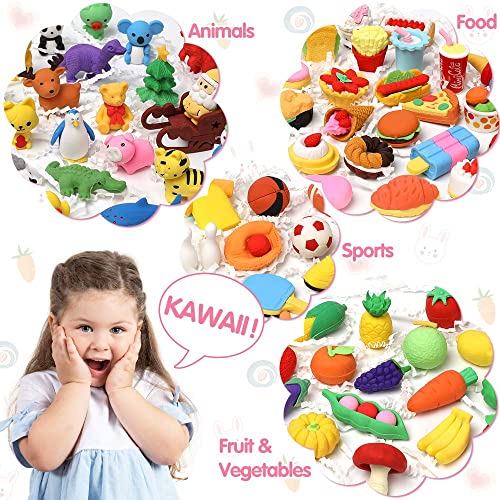 Umiku 100 Pack Animal Pencil Erasers 3D Desk Pet For Kids Mini Puzzle Take Apart Eraser Student Classroom Prizes Rewards Easter Egg Fillers Treasure Box Back To School Supplies Kid Party Favors Gift #TOP5