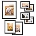 Frametory, Gallery Wall Frame Collection, Set of 7, Black Photo Frame with Mat & Real Glass