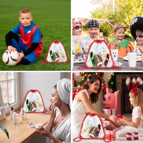Image of 2Pack Clear Drawstring Backpack,12x12 Small Clear Drawstring Bags for Stadium Events, Work, Festivals and Sporting Events, Red