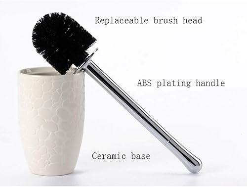 Miniatura 4 de SPOUR Escobilla de inodoro moderna creativa para el hogar en relieve adoquines de cerámica redonda escobillas, cepillo de inodoro con soporte