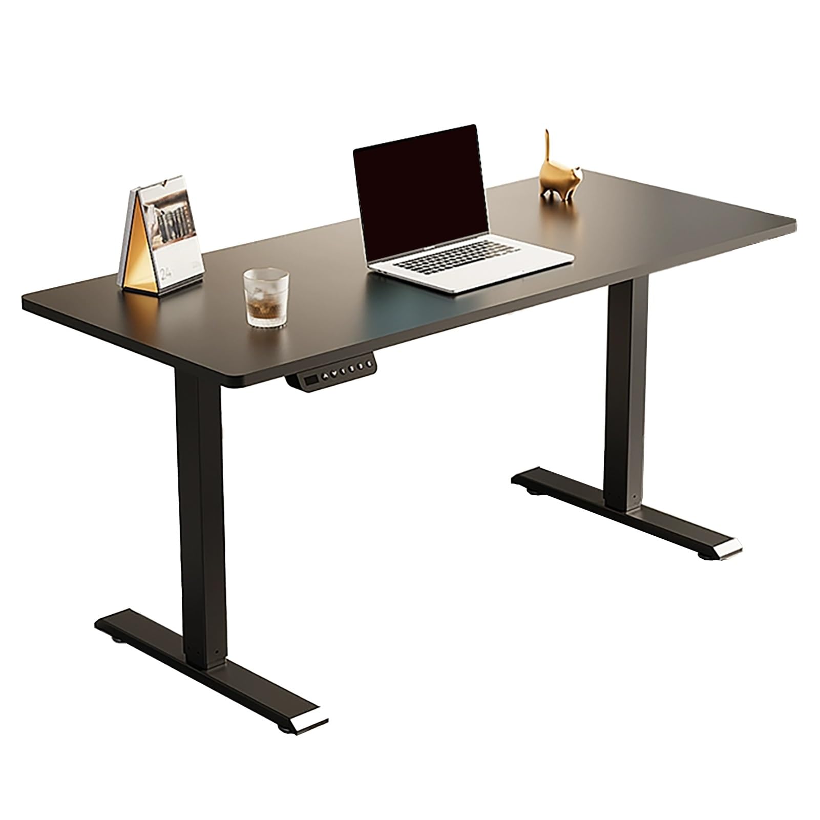 MYUYEE Adjustable Standing Desk, Stand Up Desk With Cable Management, 3 Memory Height Settings, Computer Desk With Headphone Hook, For Home Office,Brown,100X60Cm/39.3X23.6In (Black-140X60Cm)