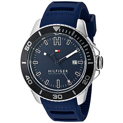 Preisvergleich Produktbild TOMMY HILFIGER HERREN-ARMBANDUHR 46MM ARMBAND SILIKON BLAU QUARZ 1791263