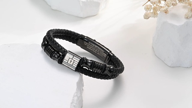 Pulsera de cuero trenzado para hombre VNOX miniatura 7