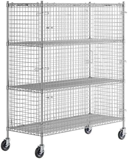 24" x 60" x 70" NSF Mobile Wire Security Cage Kit (Chrome)