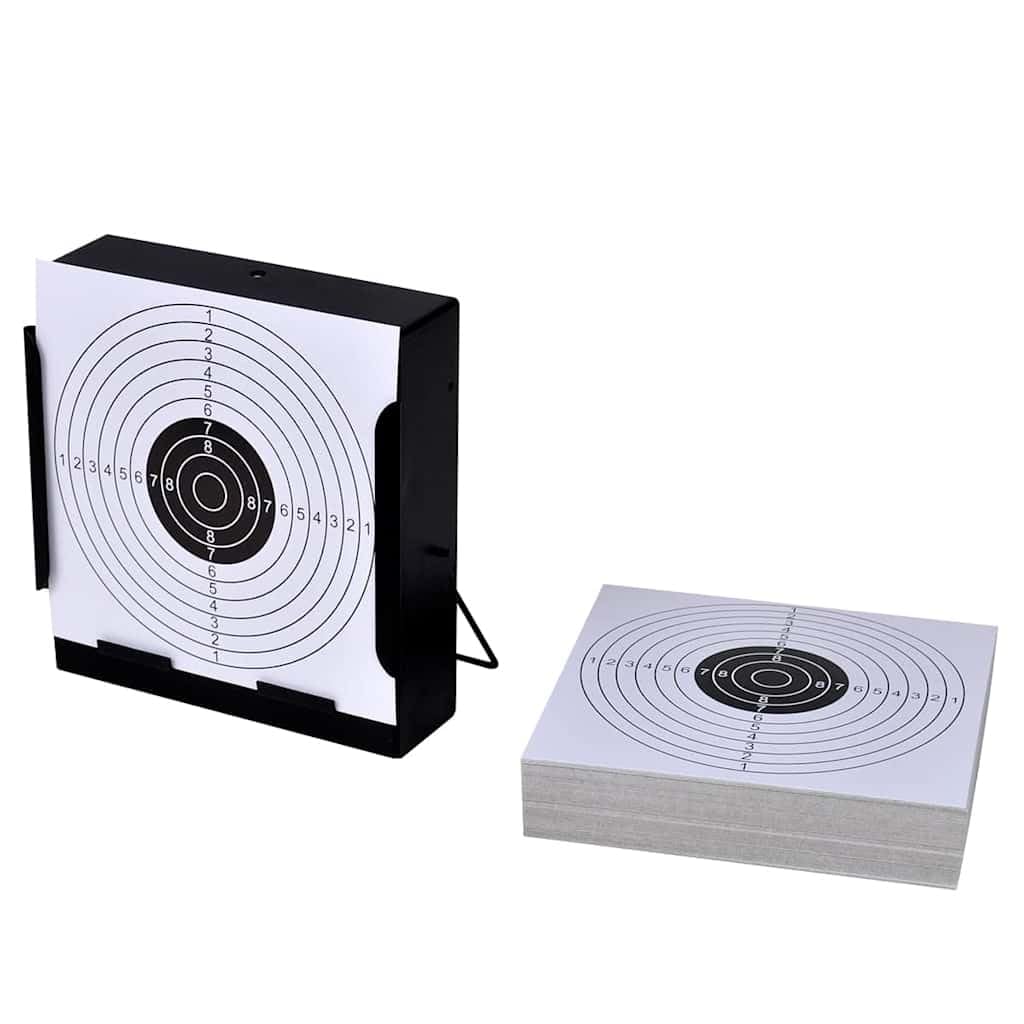 vidaXL Porte-Cible Carré avec Piège à Plombs 100 Cibles Papier 14 cm Récepteur