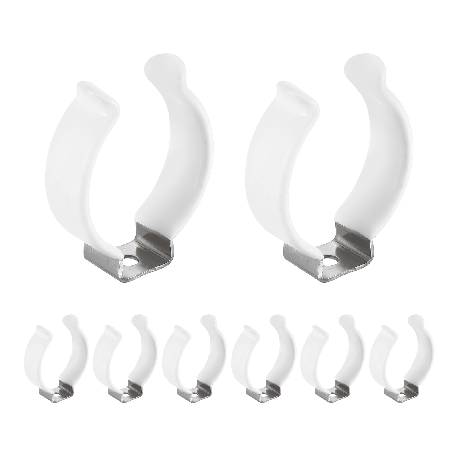 sourcing map 8Pcs T12 U Clips Holder Bracket, 304 Stainless Steel LED Fluorescent Tube Clip, Lamp Support Pipe Clamps for 32mm 1 1/4" Light Bulb Tube Rod Mounting Accessories, 47mm H, White