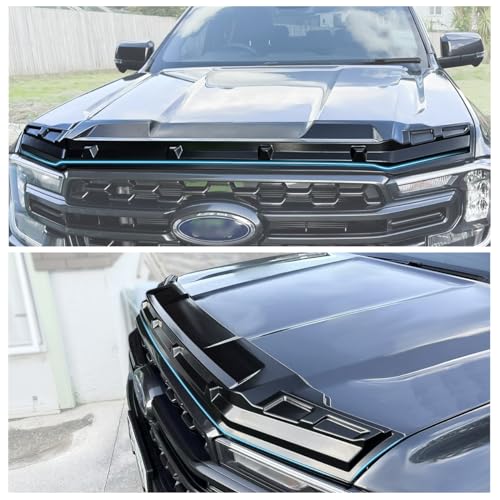 Protector del capó Ford Ranger 2023 2024 2025 deflector de grava Bonnet Bra ABS 6