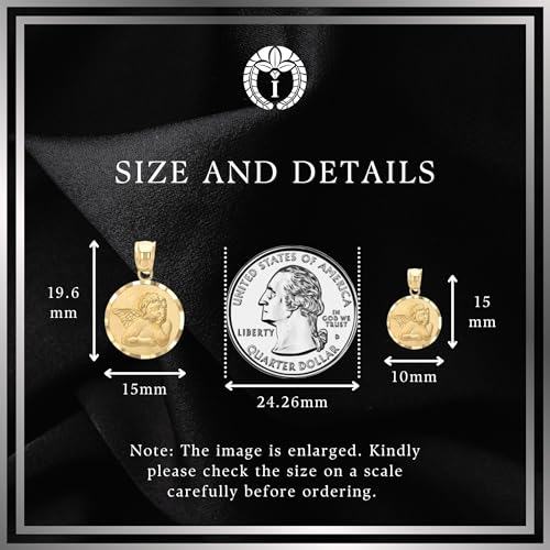 Ioka - 14K Gold Guardian Angel Pendant – Real Cherub Charm – Confirmation Christening Baptism Jewelry Gift - Catholic Christian Keepsake - Religious Necklace Accessory (10mm and 14.5mm)4