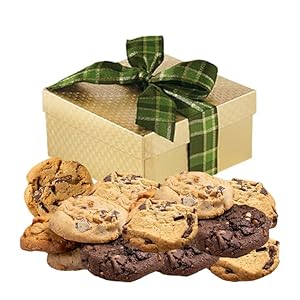 Gold Cookie Gift Box: Fresh Baked Gourmet Assortment – 9 Delicious Cookies for Birthdays, Thank You, Corporate Gifts