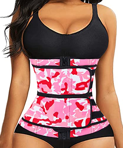 Manladi Zipper Waist Trainer For Women Everyday Wear Corset Waist Cincher Shaper Plus Size (Pink, Large)