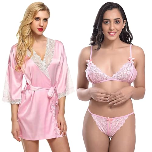 Image of Love Maker Soft Spandex Net Women Babydoll Honeymoon Nightwears Combo Small to 3XL