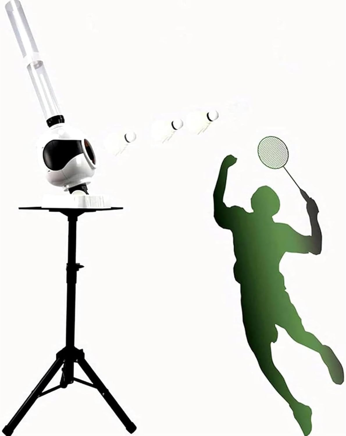 Badminton Serving Machine, Automatic Badminton Serving Machine, Accommodates 50 Balls, Adjustable Stand Height, Can Serve Long and Short Balls, Suitable for Home and Competition Training