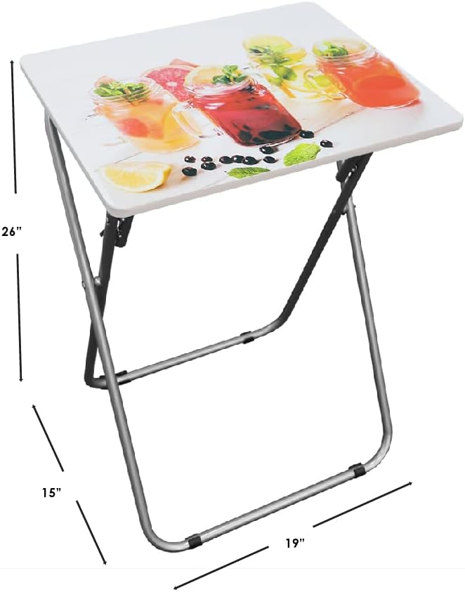 Home Basics Multi-Purpose Foldable TV Tray Table (1, Cocktails (White))