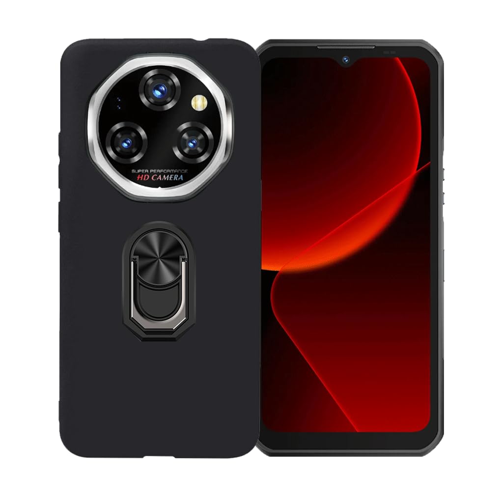 Coque Blackview Shark 6 Avec Anneau Support 360° - Housse Silicone TPU + Film Verre Trempé HD - Protection Anti-choc