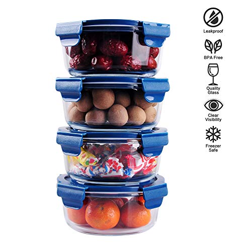 Image of STAR WORK 650 ml Round Glass Meal Prep Containers, Food Storage Containers with Lids Airtight, Glass Lunch Boxes, Microwave, Oven, Go & Freezer-to-Oven-Safe Food Containers Pack of (3)