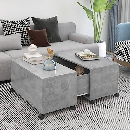 Higsose Mesas de centro de 75 x 75 x 38 cm, mesa de centro coutisch para coutch, mesa de sofá, mesa de salón, mesa pequeña, gris hormigón