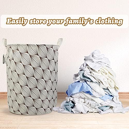LessMo 19.7" Laundry Hamper, Collapsible Storage Basket With Easy Carry Handles, Waterproof Round Cotton Linen, for Baby Products, Toys, Bedroom Hamper