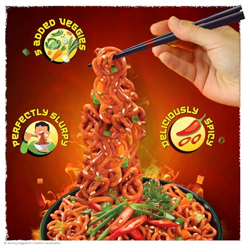 Image of Sunfeast YiPPee! Korean Fiery Hot Style Noodles, Deliciously Spicy Noodles with 5 Added Vegetables, 75gm /80 gram(Weight may vary) (Pack of 4)