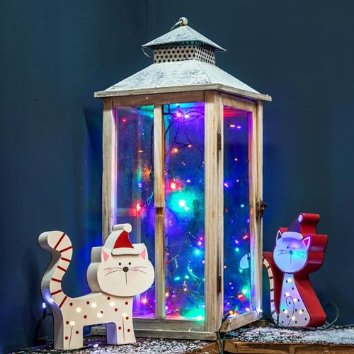 Guirlande lumineuse LED multicolore extérieure 40 lampes câble transparent Hellum - 7
