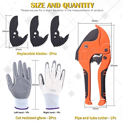 Mardatt Professional Pvc Pipe & Tube Cutter Tools Kit Including 3 Spare Blades, Glove For Cutting O.d. Up To 1-5/8 Inches Plastic Pex, Pvc, And Ppr Pipe, Ideal For Plumbers, Repairer #TOP1