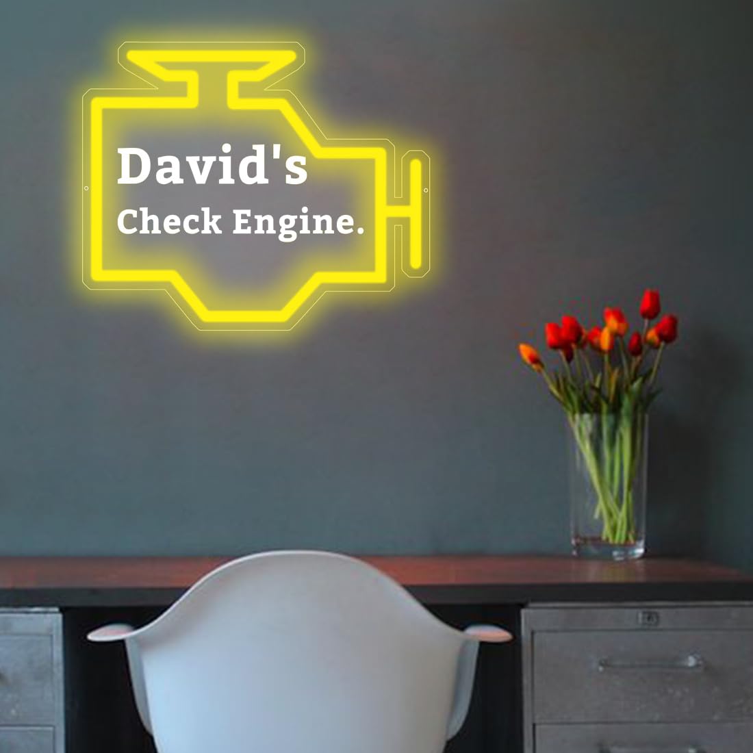 Insegna al neon personalizzata con motore a controllo motore, per decorazione da parete, incisione 3D personalizzata, per garage, grotta, officina, officina, figlio, papà, regalo di compleanno