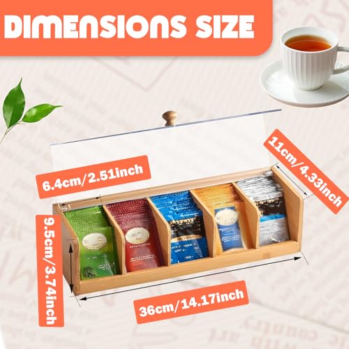 Boîte à thé en bambou premium avec 5 compartiments de tri - 7