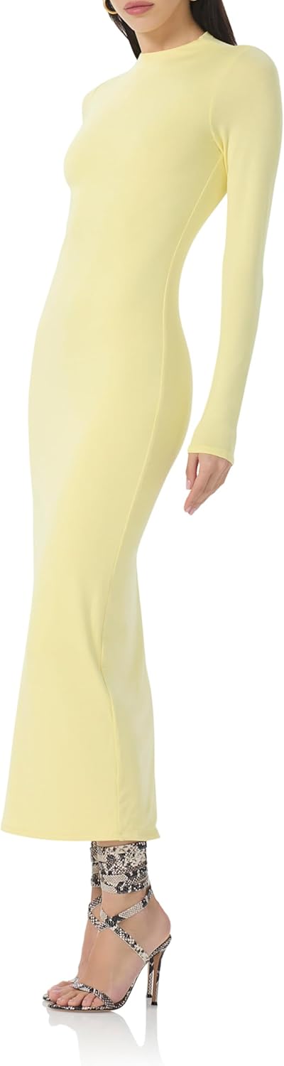 AFRM Womens Juniper Mock Neck Long Sleeve Midi Bodycon Dress - Image 2