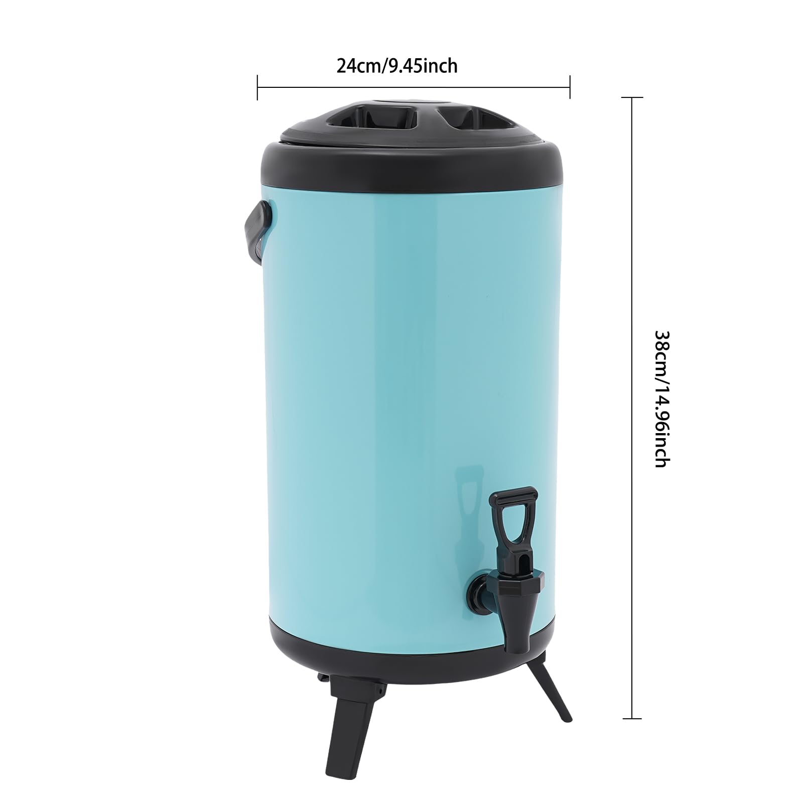 Dispenser per bevande da 12 l, contenitore isolato, in acciaio inox, per acqua calda e fredda, con rubinetto, distributore di bevande per caffè, cioccolato, tè al latte, succo (blu)